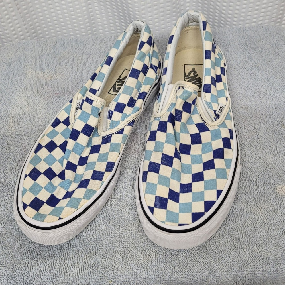 Vans Classic Slip On Blue Checkerboard Mens 8.5 Womens 10 Sneakers 721278